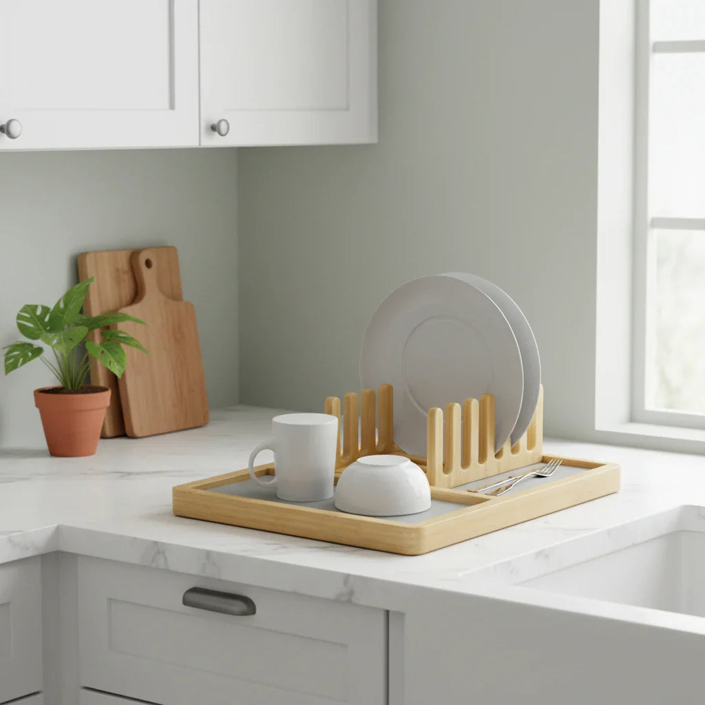 Égouttoir Vaisselle En Bambou Et Diatomite 2