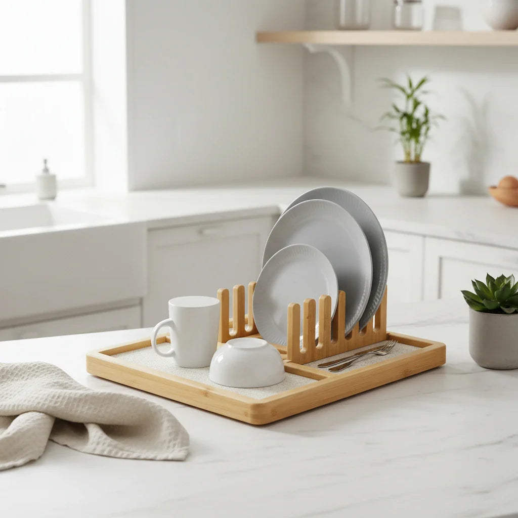 Égouttoir Vaisselle En Bambou Et Diatomite 5